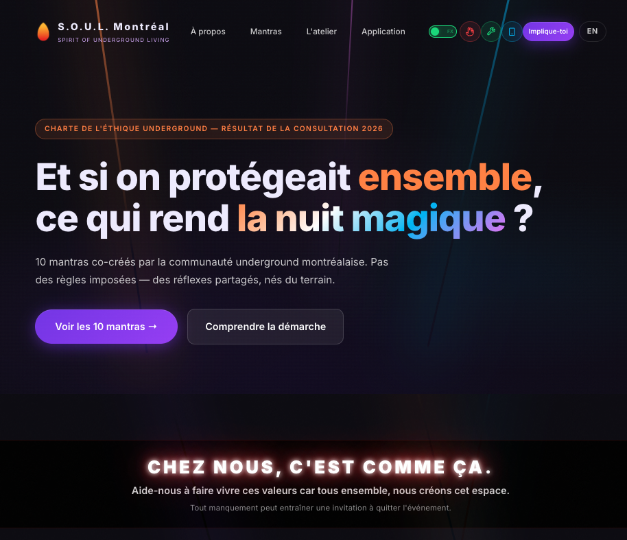 SOUL Montréal — page d'accueil